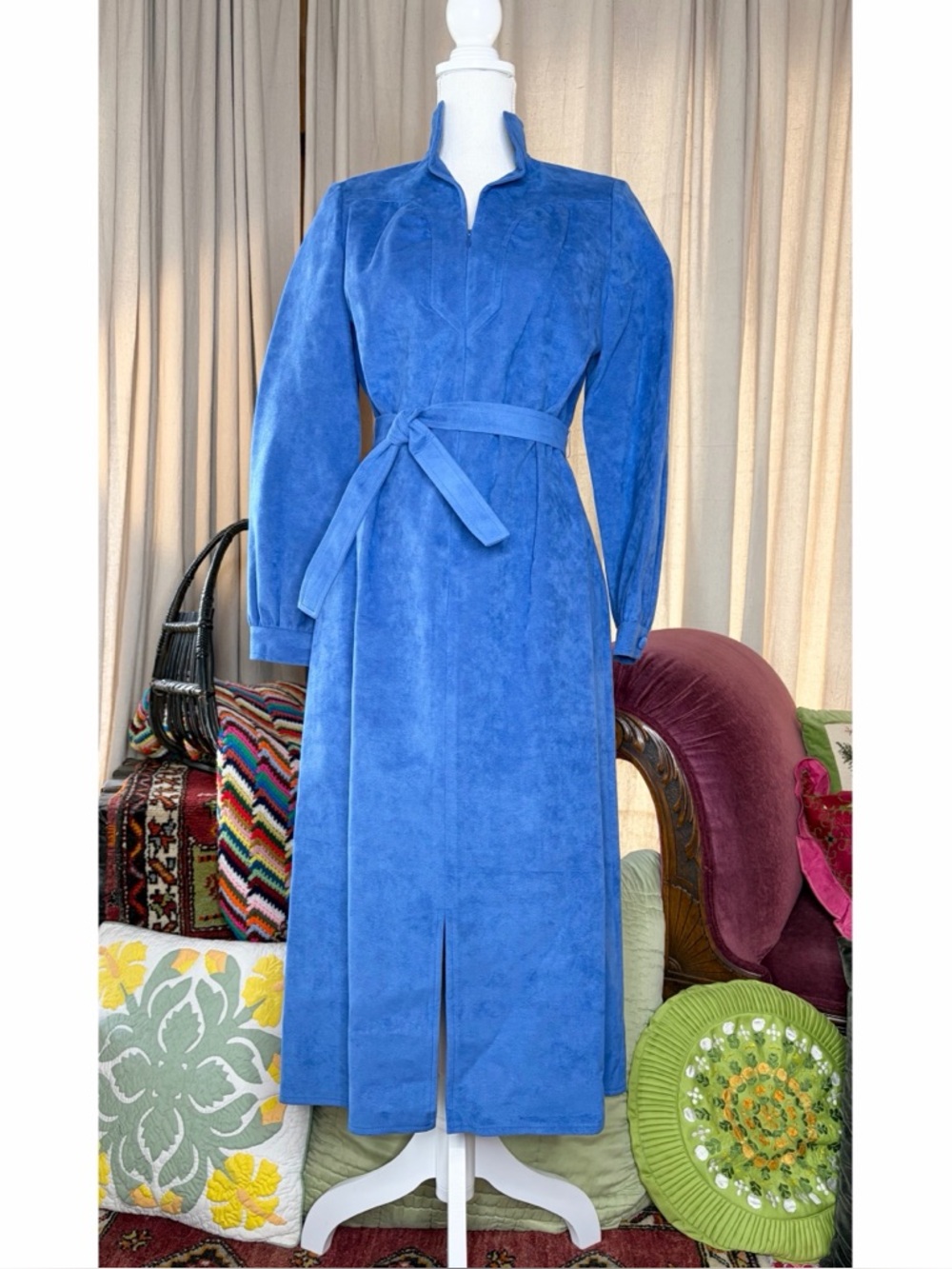 70s Blue Ultrasuede Dress